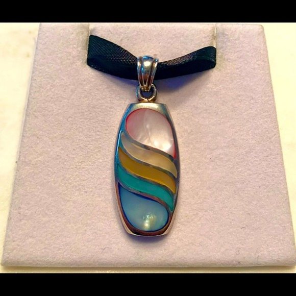 925 Sterling Silver Mother of Pearl/Pendant/Necklace Cristian Lay Made in Spain - Picture 1 of 3